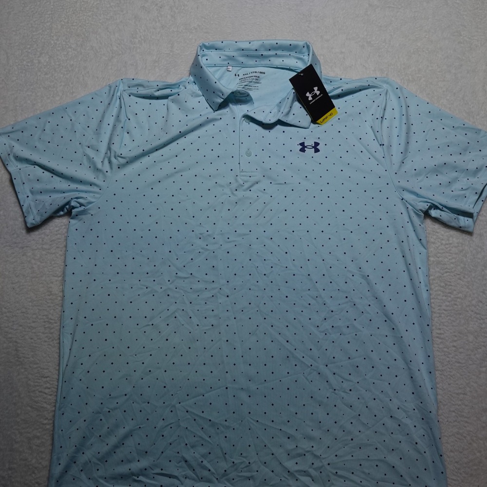 Under Armour Playoff Polo 2.0 Mens XXL Blue Diamond Print Golf Shirt 1327037
